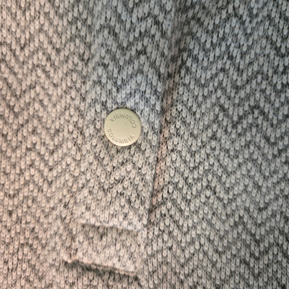 Columbia Grey Herringbone Snap Pullover Hoodie 1X Kangaroo Pocket Coastal tunic - Picture 7 of 14